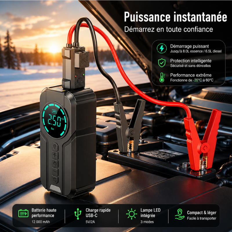 Démarreur Intelligent 7-en-1 avec Gonfleur Haute Pression