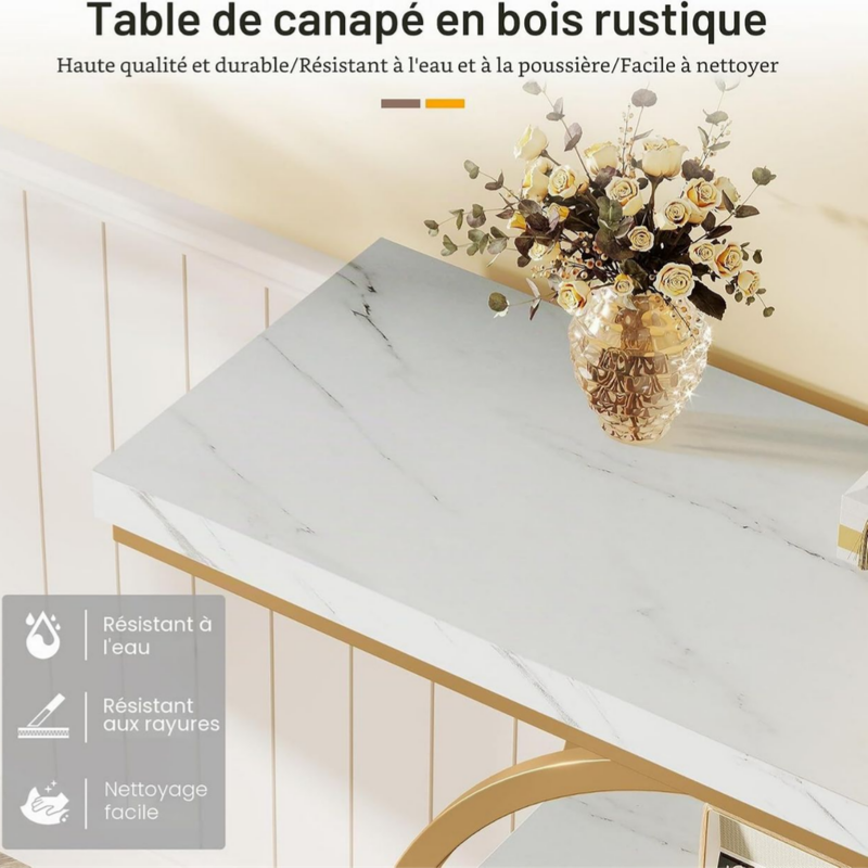 Console Design à 4 Niveaux en Bois avec Étagères de Rangement