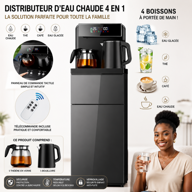 💧Fontaine à Eau Intelligente Premium Chaud & Froid avec Télécommande – Double Sortie & Affichage Digital