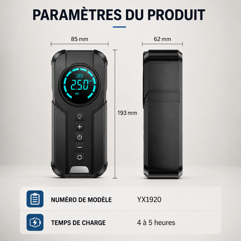 Démarreur Intelligent 7-en-1 avec Gonfleur Haute Pression