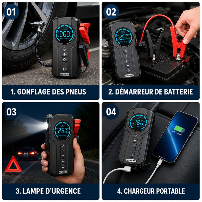 Démarreur Intelligent 7-en-1 avec Gonfleur Haute Pression