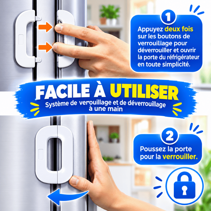 🔒 Verrou de Sécurité Universel – Frigo, Placards & Armoires