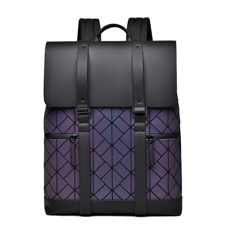 Sac à dos professionnel imperméable haut de gamme en cuir PU pour ordinateur portable, sac à dos scolaire de luxe à motif géométrique