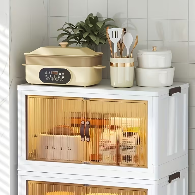 Armoire de Rangement Anti-Poussière à 5 Étages avec Roulettes