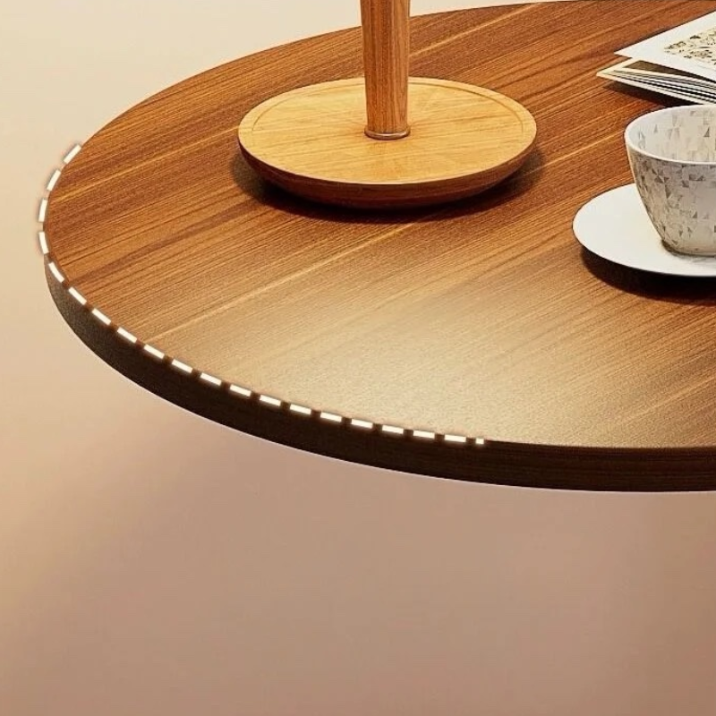 Table D'appoint Ronde À 2 Niveaux, Table Basse En Bois En Forme De C For Canapé De Salon, Balcon, Étagère