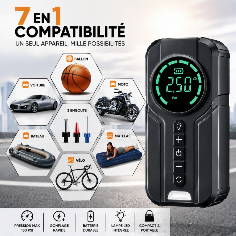 Démarreur Intelligent 7-en-1 avec Gonfleur Haute Pression