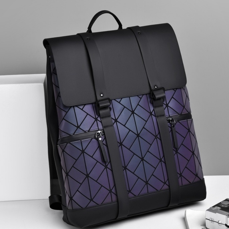 Sac à dos professionnel imperméable haut de gamme en cuir PU pour ordinateur portable, sac à dos scolaire de luxe à motif géométrique