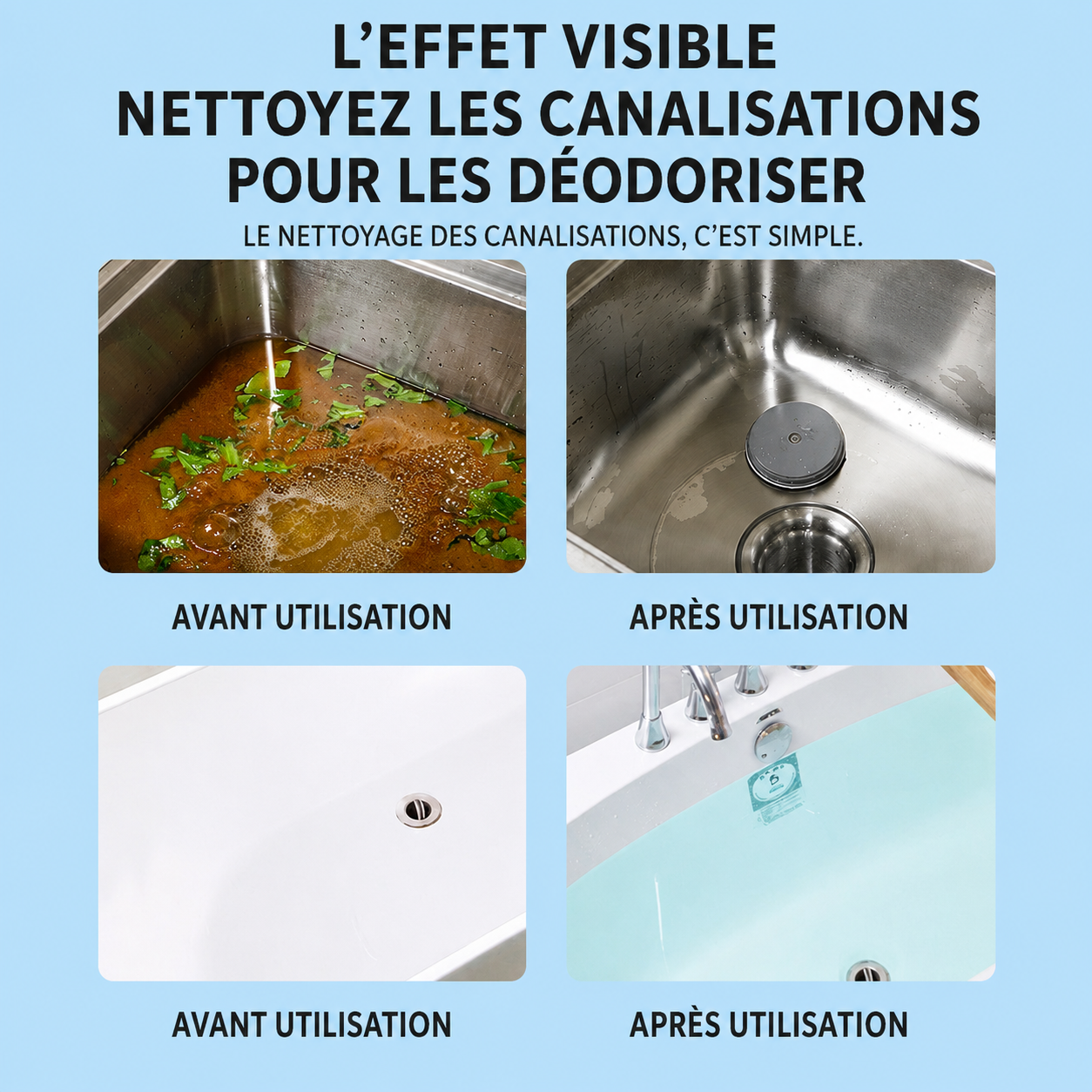 Poudre déboucheur pour égouts, cuisines et toilettes