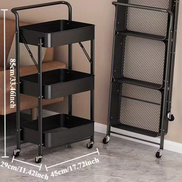 Homero Multi Tier Foldable Design Rolling Utility Storage Cart