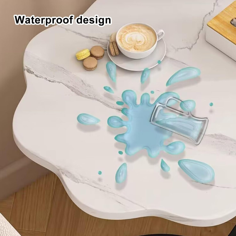 Table d'appoint à deux niveaux en forme de fleur avec étagère de rangement intégrée,