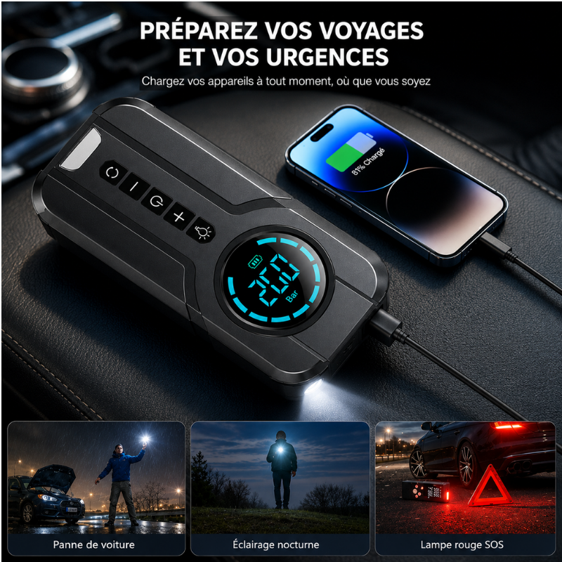 Démarreur Intelligent 7-en-1 avec Gonfleur Haute Pression