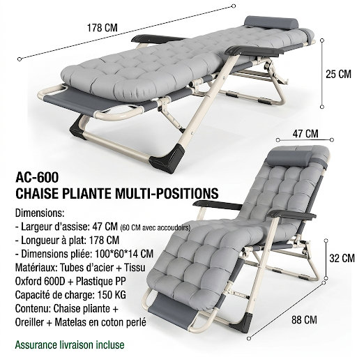 Chaise Confort Total Pliable