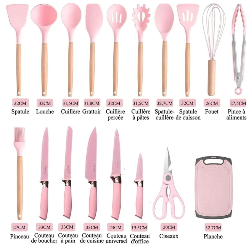 Ensemble de 20 pcs ustensiles de cuisine silicone