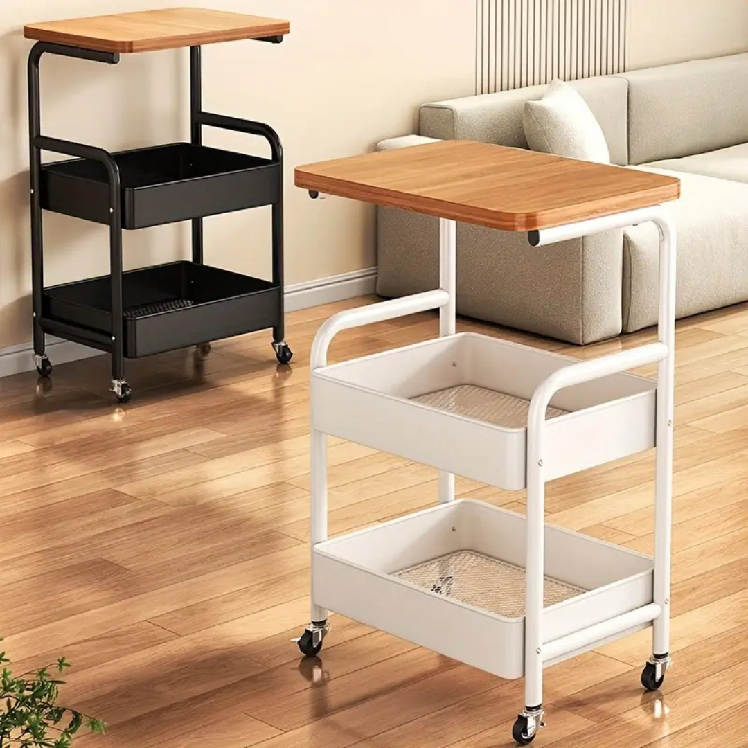 Homero 3-Tier Iron Durable Wood Slim Storage Rack