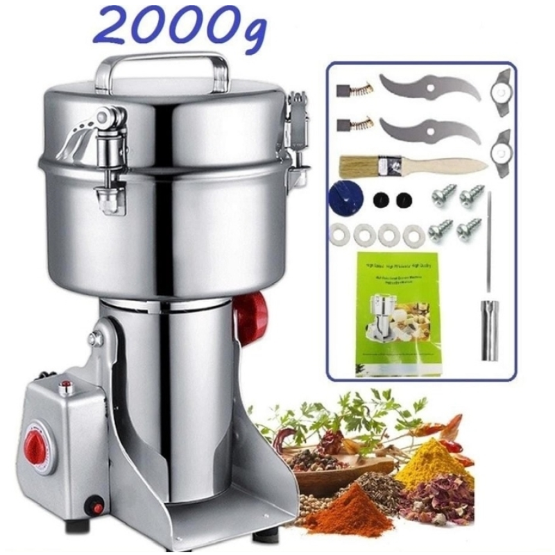 2 KG  Moulin À Grains Électrique Acier Inoxydable Moulin À Céréales Swing Type Machine De Meulage À 3 Lames Haute Vitesse Moulin A Farine