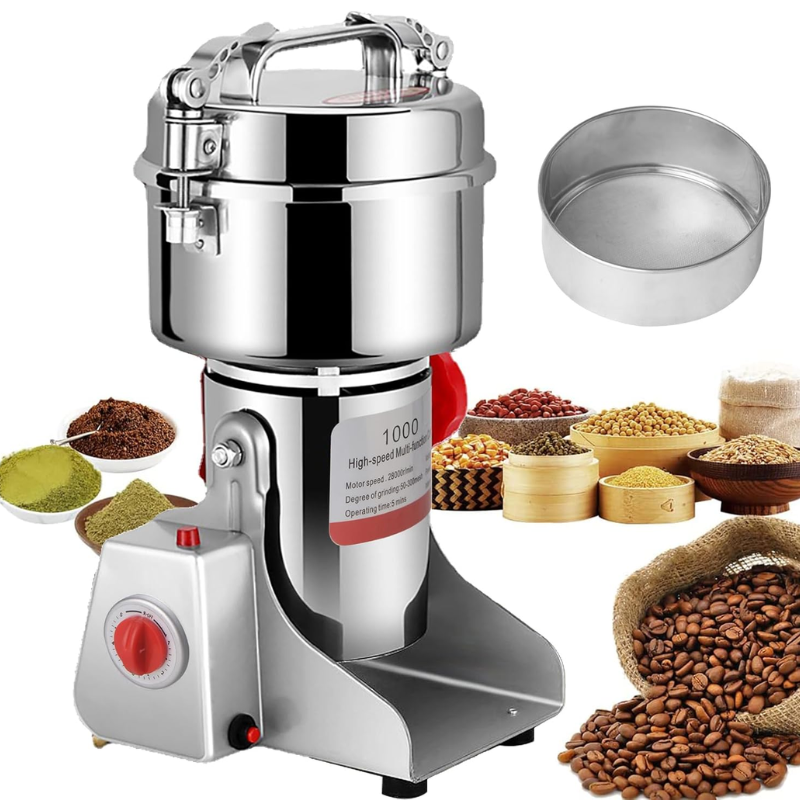 1 KG – Moulin à Grains Électrique Professionnel en Acier Inoxydable à 3 Lames Haute Vitesse