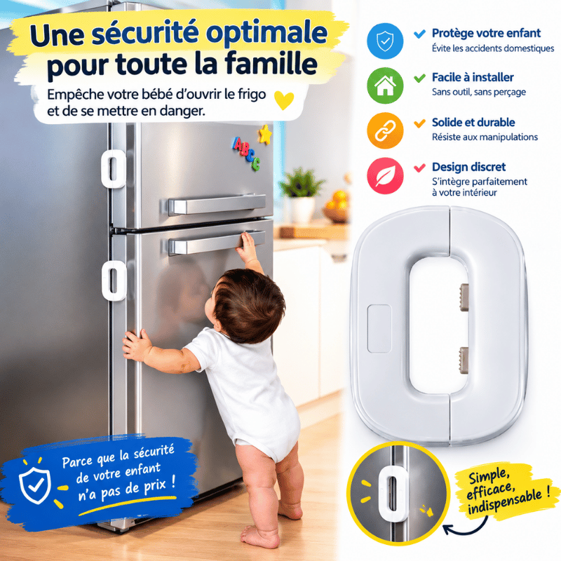 🔒 Verrou de Sécurité Universel – Frigo, Placards & Armoires