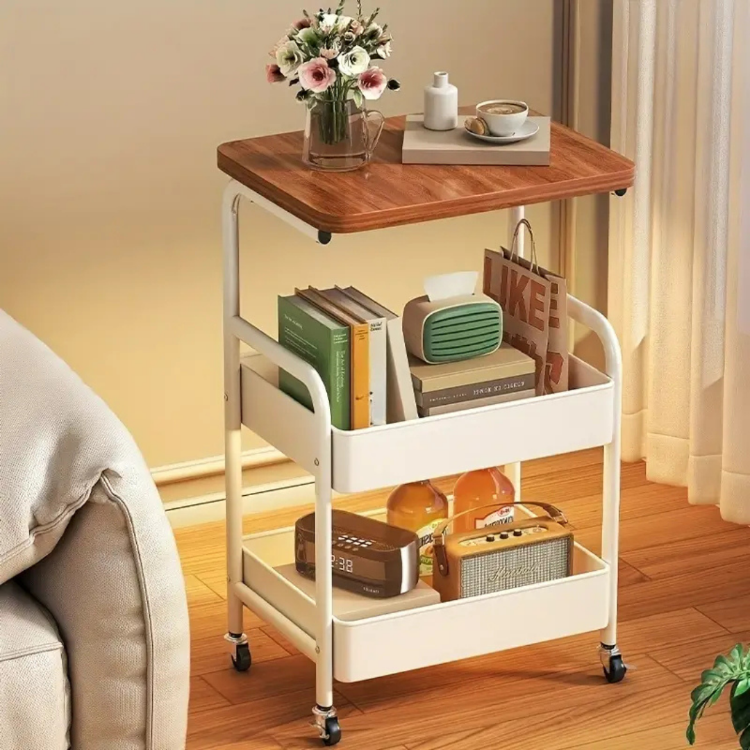 Homero 3-Tier Iron Durable Wood Slim Storage Rack