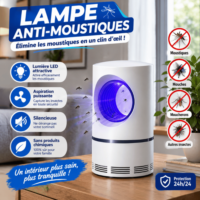 Lampe Anti-Moustiques UV LED à aspiration .