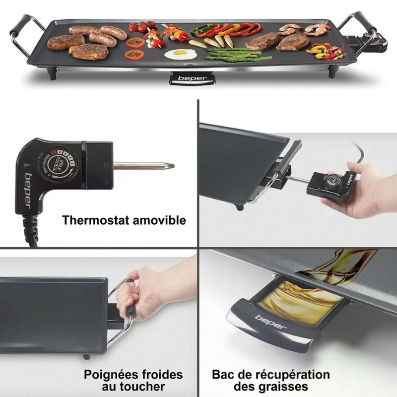 PLANCHA ÉLECTRIQUE PREMIUM 90CM – CUISSON SAINE & RAPIDE