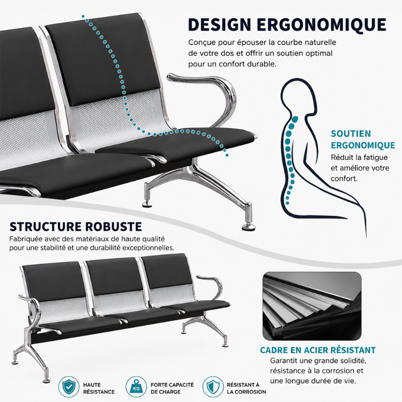 Chaise d’Attente Prestige 3 Places 1M75