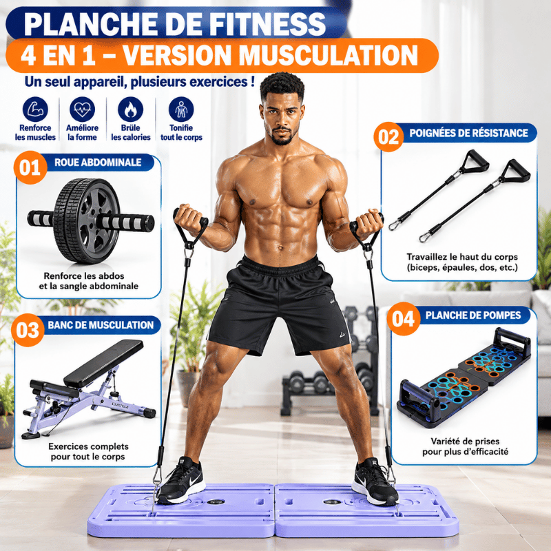Planche de Fitness Pliable Multifonction 4 en 1