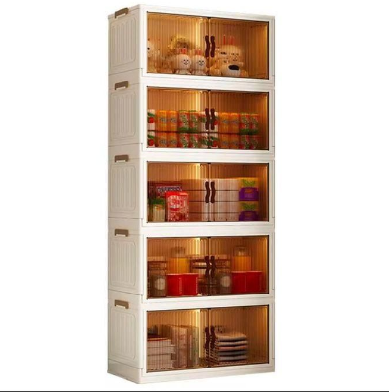 Armoire de Rangement Anti-Poussière à 5 Étages avec Roulettes