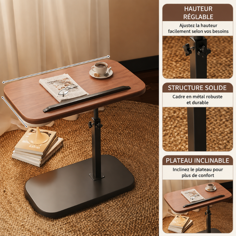 Table d’Appoint ÉLÉGANCE – Hauteur Réglable 45–80 cm