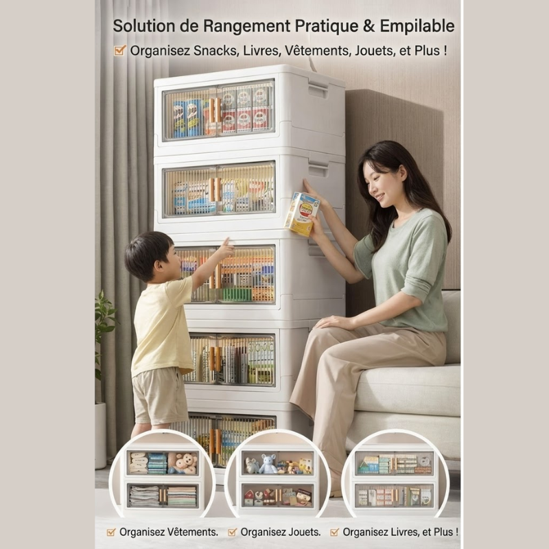 Armoire de Rangement Anti-Poussière à 5 Étages avec Roulettes