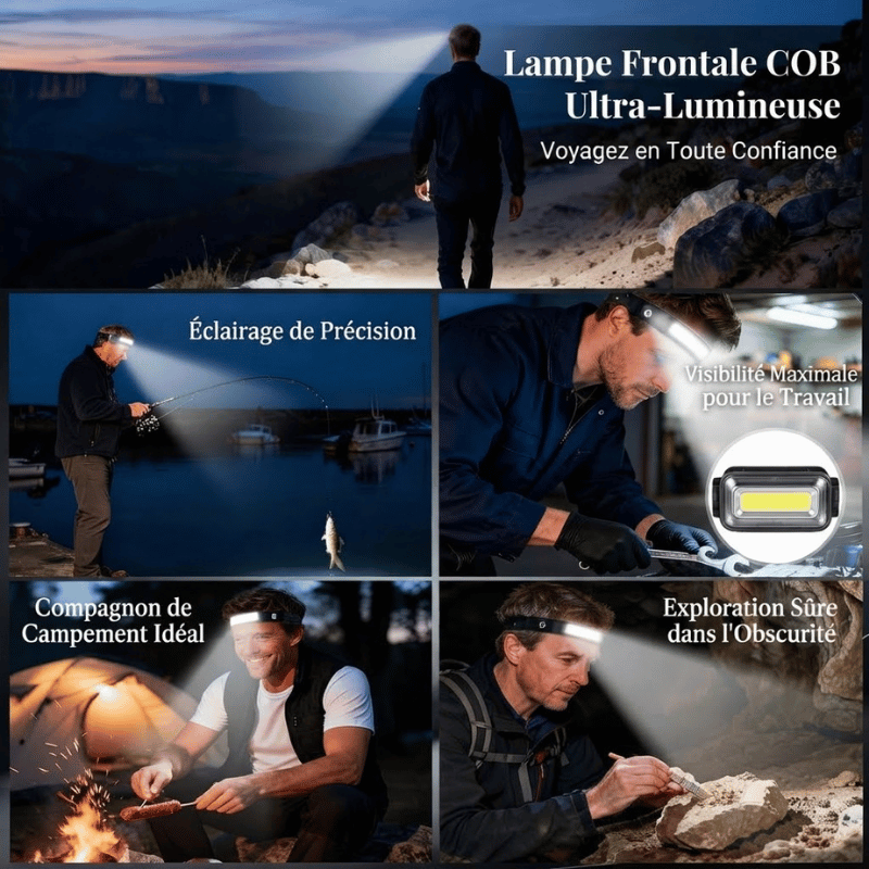 Lampe Frontale LED 6 Modes – Ultra-Puissante & Rechargeable