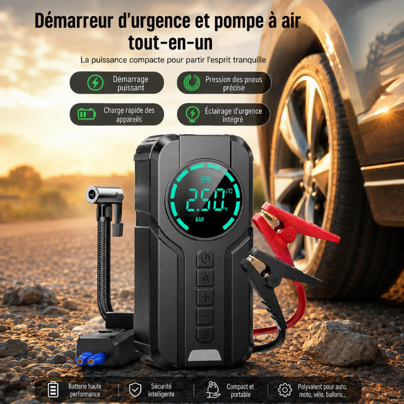 Démarreur Intelligent 7-en-1 avec Gonfleur Haute Pression
