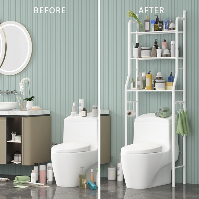 Étagère de rangement en métal à 3 niveaux pour toilettes – Gain de place 🚽