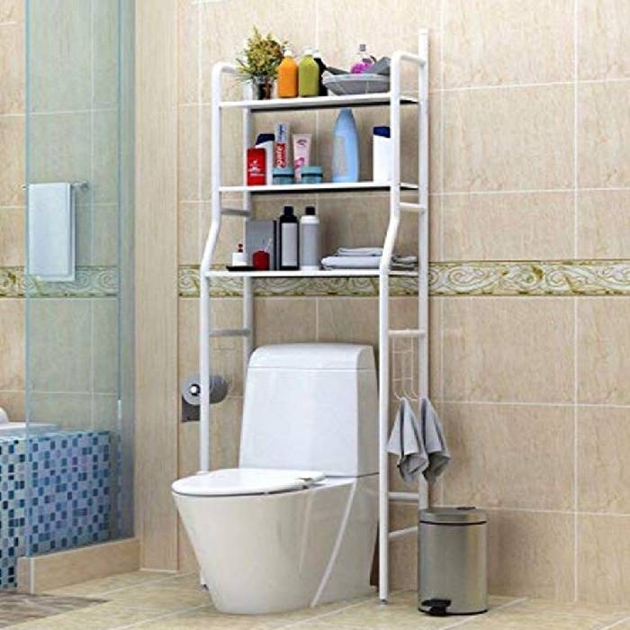 Étagère de rangement en métal à 3 niveaux pour toilettes – Gain de place 🚽