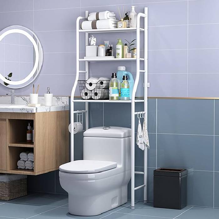 Étagère de rangement en métal à 3 niveaux pour toilettes – Gain de place 🚽
