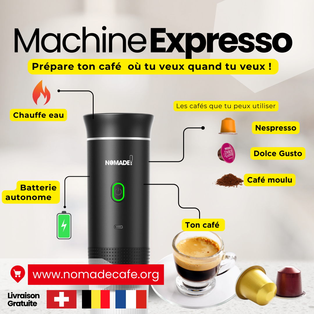 Machine à Expresso portable pour capsule Nespresso®, Dolce Gusto® et café moulu