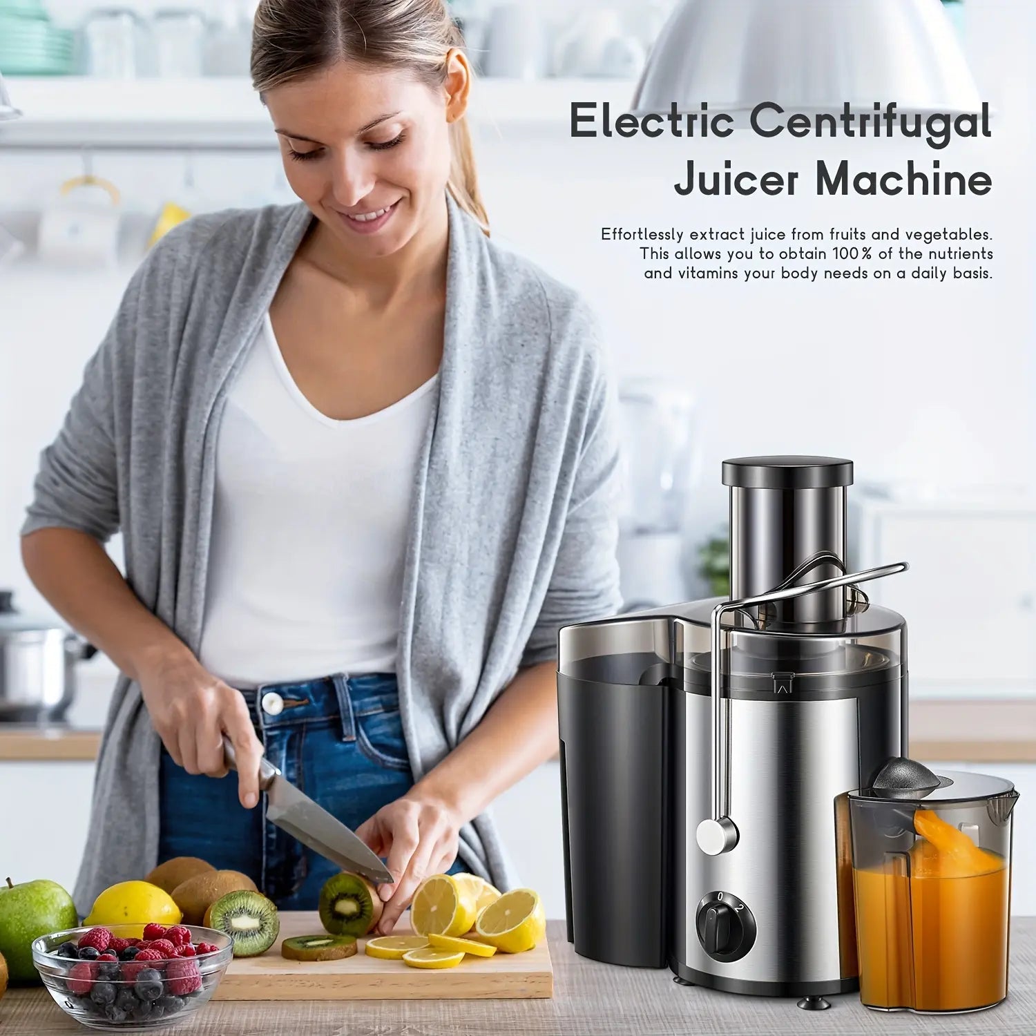 Extracteur de Jus Électrique Premium – Jus Frais, Vitamines Préservées